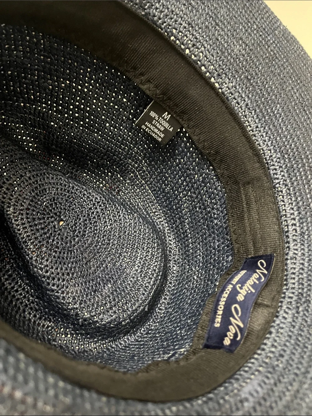 Nataliya Nova Luxury Wide-Brim Woven Straw Luisa Hat - Navy w/ bands